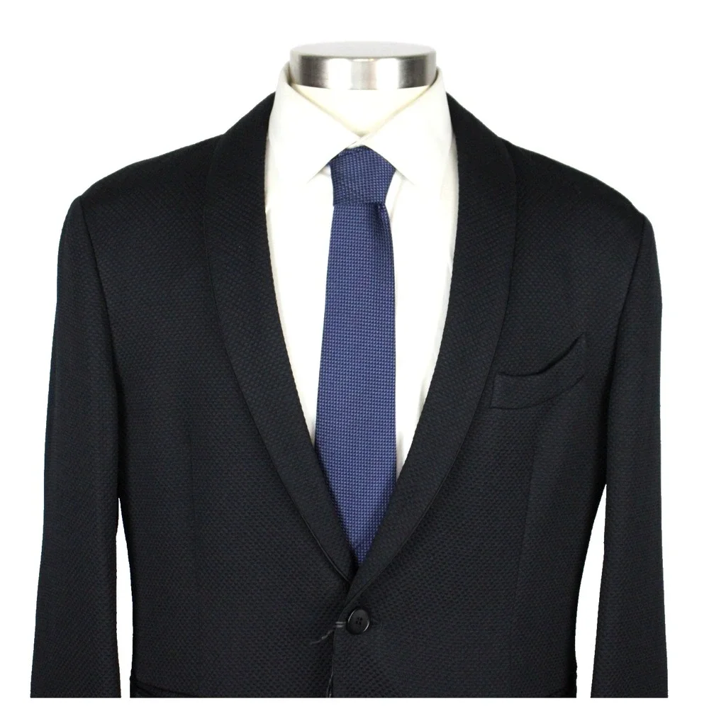$2995 Giorgio Armani Blazer 42 R (52 EU) Silk Black One Button Shawl Lapel Italy